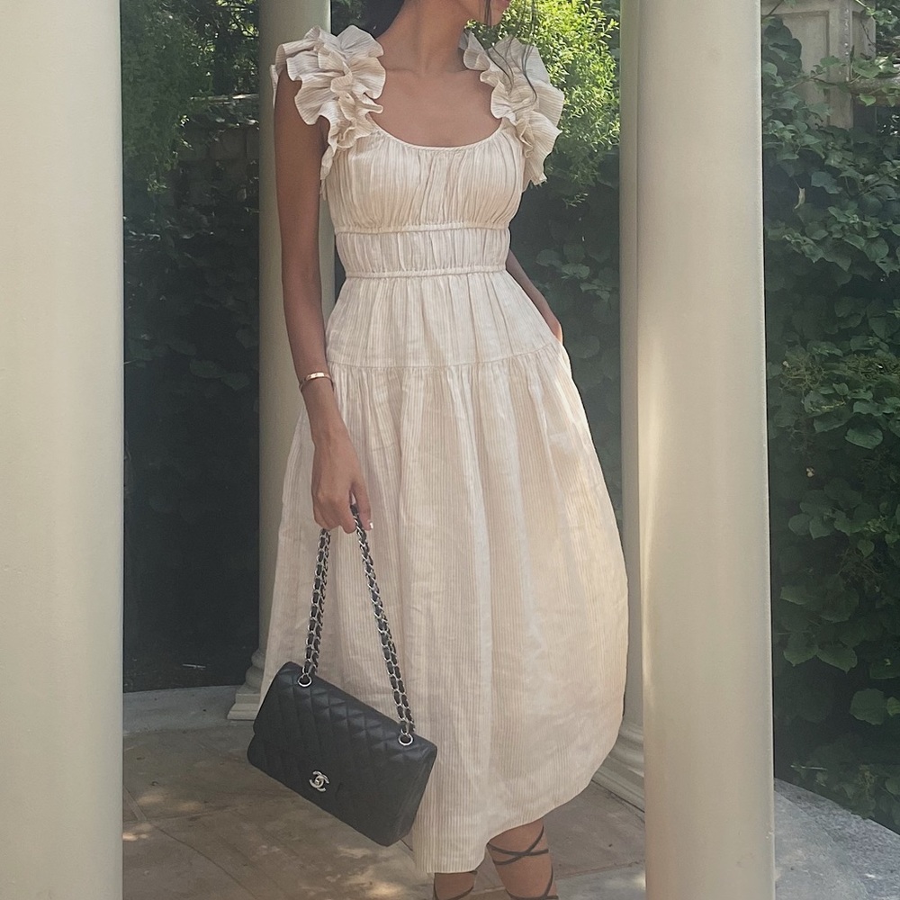 Ulla Johnson cream midi Rissa dress